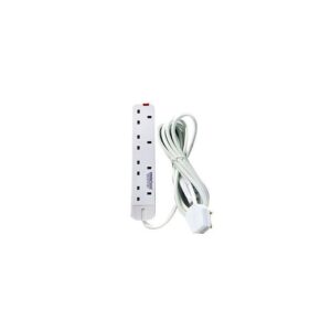 Power King Heavy Duty Surge & Over-Voltage Protection Extension Cable 4ways - White