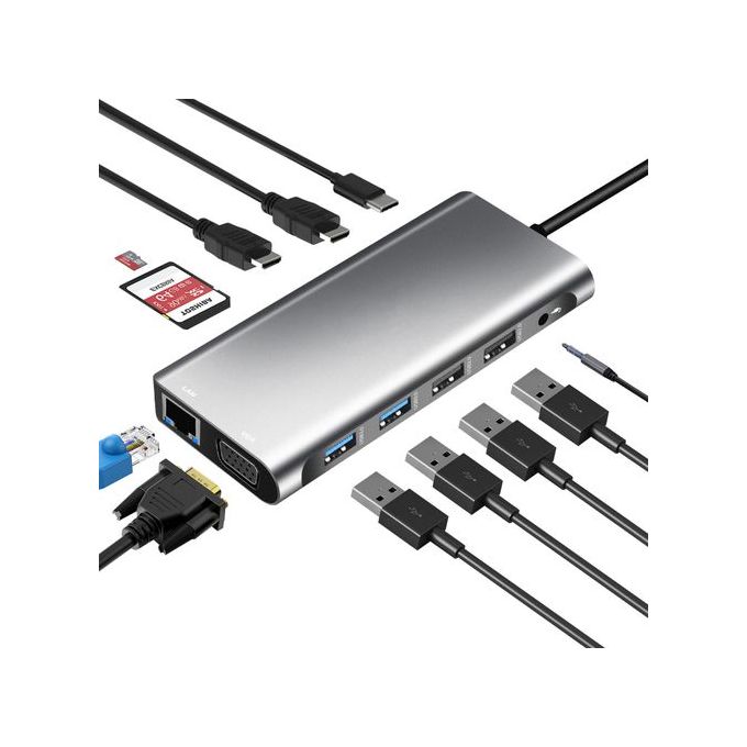 Type-C To HDMI 12 In 1- Grey