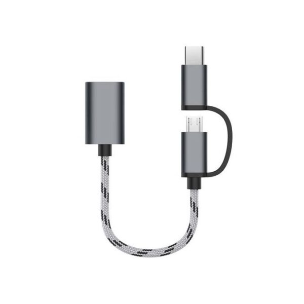 Type-C Male + Micro Usb Male Female Otg Adapter - Black