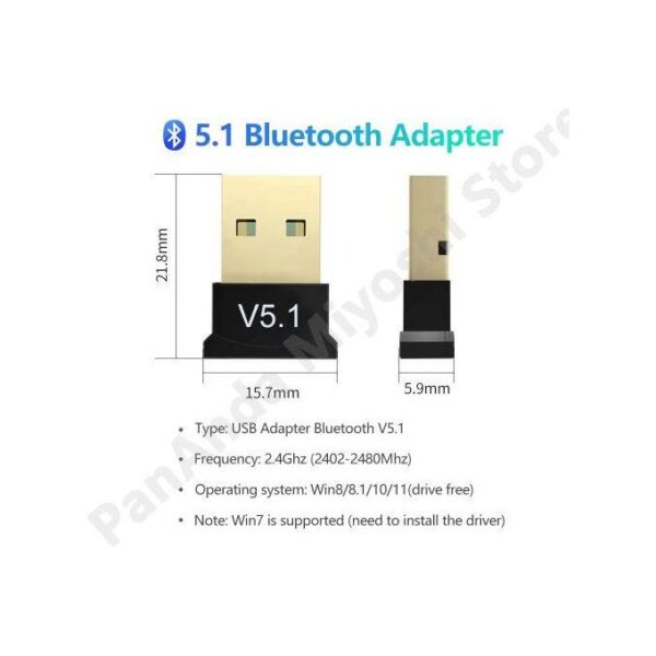 USB Bluetooth BT 5.1 Dongle Adapter Receiver Driver-Free - Image 5