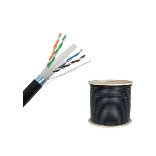 Cat6 Shielded FTP 1000ft Solid Outdoor Network Cable -Black