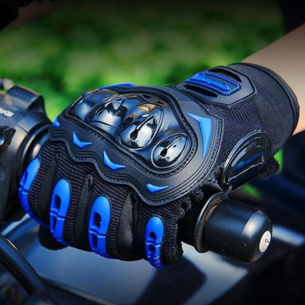 Riding Tribe Motorcycle Riding Gloves Touching Screen Hard Knuckle-Blue - Image 3