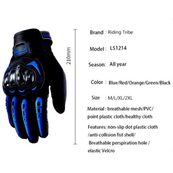 Riding Tribe Motorcycle Riding Gloves Touching Screen Hard Knuckle-Blue - Image 4