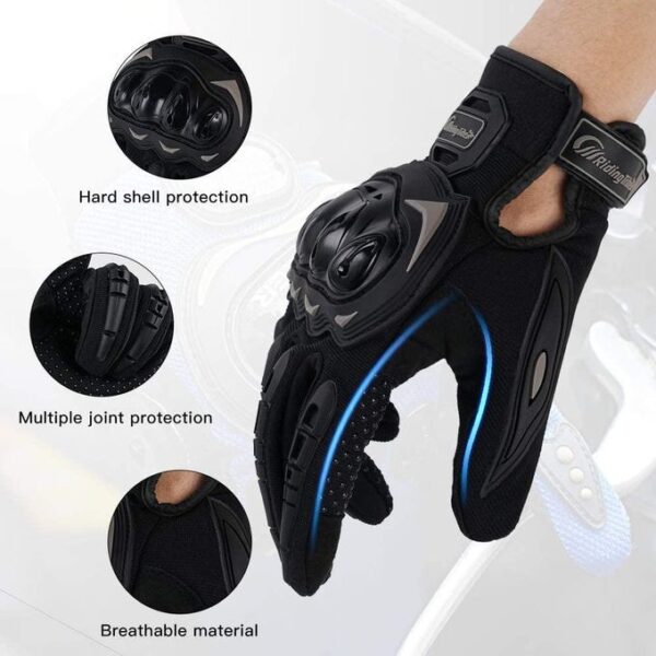 Riding Tribe Motorcycle Riding Gloves Touching Screen Hard Knuckle-Blue - Image 5