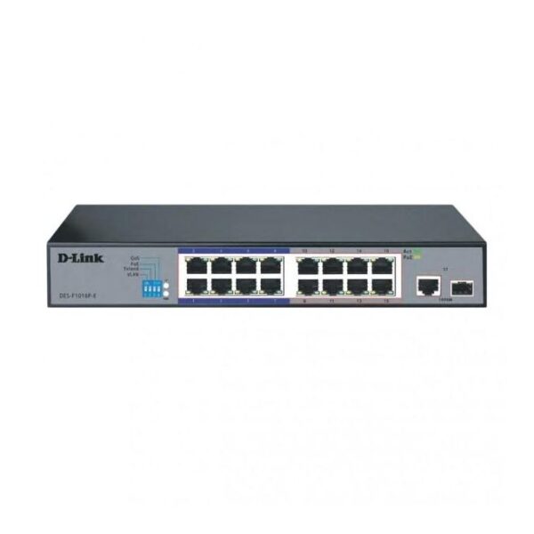Dlink 16-port 10/100 Unmanaged Long Range PoE+ Surveillance Switch (DES-F1016P-E)