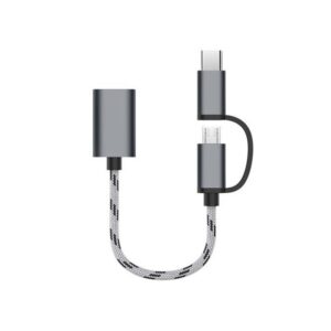 Type-C Male + Micro Usb Male Female Otg Adapter - Grey
