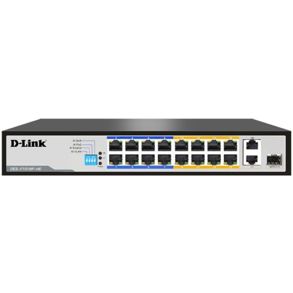 Dlink 16-port 10/100 Unmanaged Long Range PoE+ Surveillance Switch (DES-F1016P-E) - Image 3