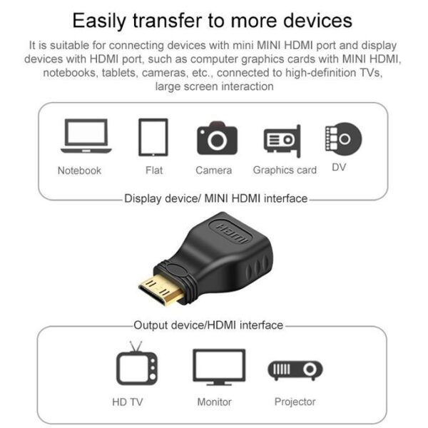Generic Gold Plated HDMI Female To Mini HDMI Male Adapter - Image 3