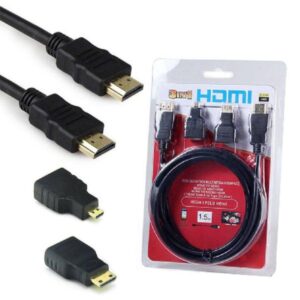 3 in 1 HDMI to HDMI Cable + Micro HDMI Adaptor + Mini HDMI adapter