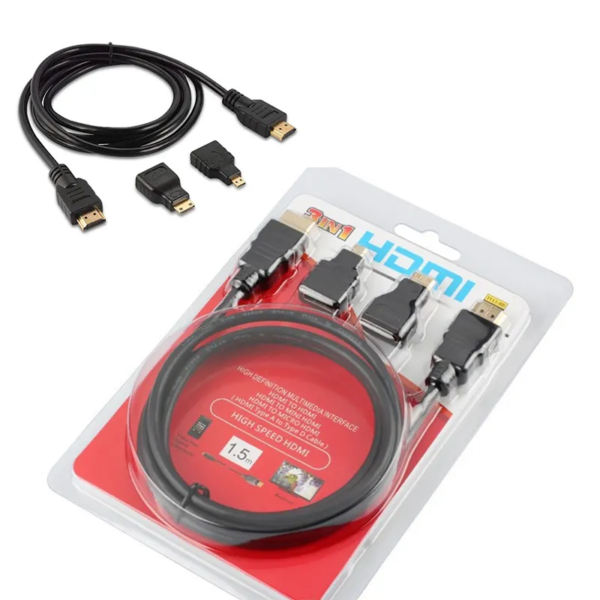3 in 1 HDMI to HDMI Cable + Micro HDMI Adaptor + Mini HDMI adapter - Image 4