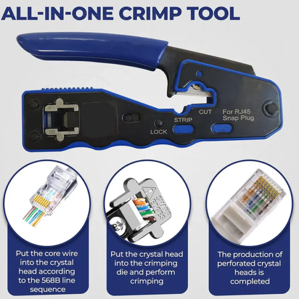 RJ45 Crimping Tool For Pass Through Cable